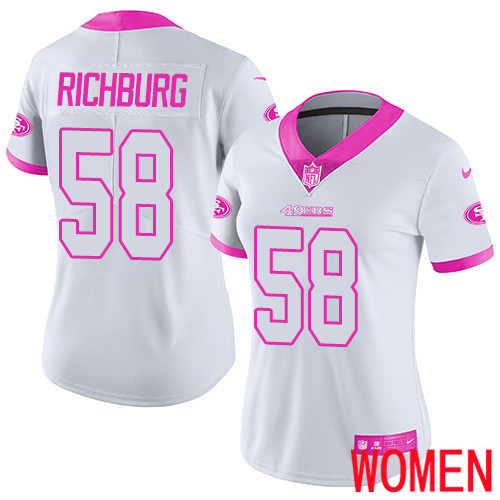 San Francisco 49ers Limited White Pink Women Weston Richburg NFL Jersey #58 Rush->women nfl jersey->Women Jersey